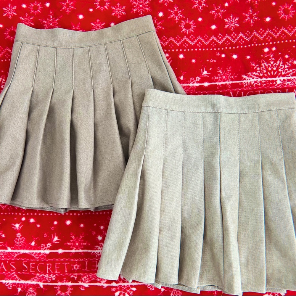 2 count khaki pleated school girl skirts
